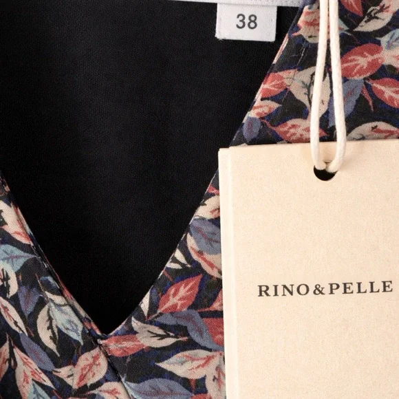 Floral V-Neck Midi Dress in Black and Pink - Picture 5 of 9